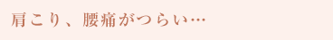 肩こり、腰痛がつらい
